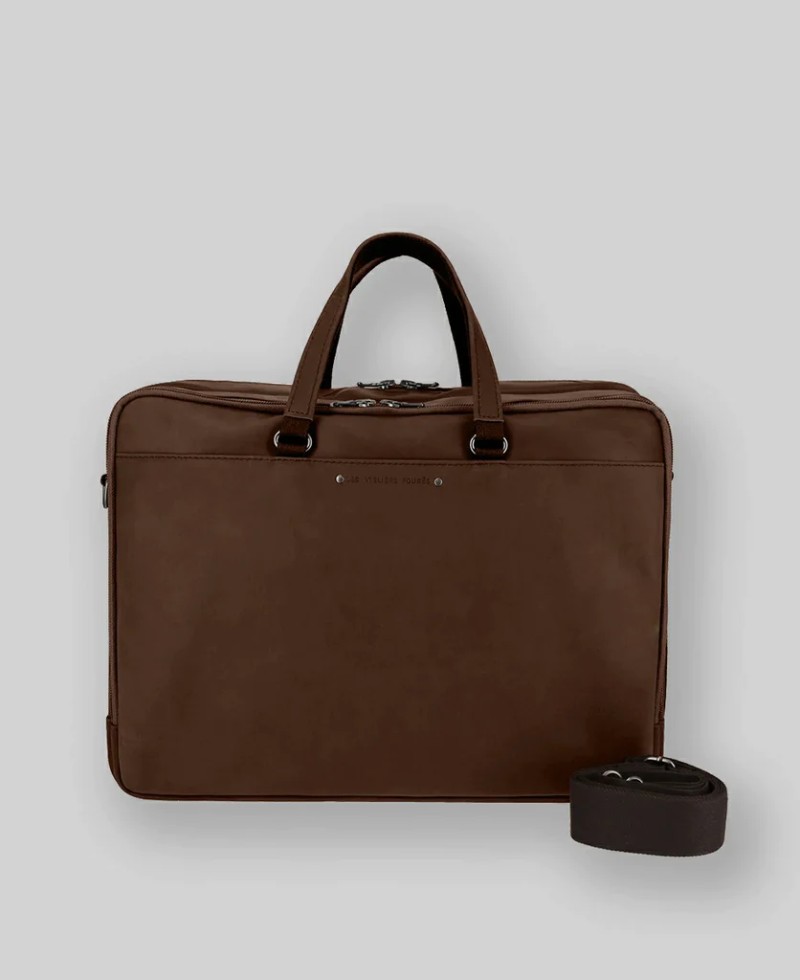 SERVIETTE BUSINESS PORTE ORDINATEUR ITHAQUE LARGE BAROUDEUR COGNAC FOURÉS