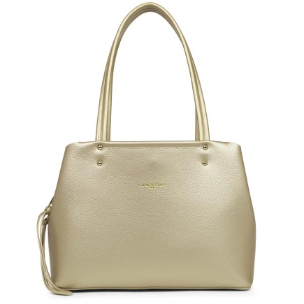 SAC CABAS ÉPAULE FOULONNÉ DOUBLE CHAMPAGNE IN NUDE LANCASTER