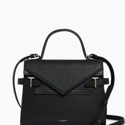SAC À MAIN DOUBLE RABAT ÉMILIE NOIR LE TANNEUR
