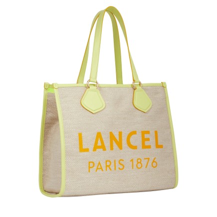 SAC CABAS SUMMER TOTE NATUREL ET CITRON VERT LANCEL