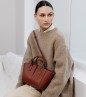 PETIT SAC CABAS ÉLÉNA MARRON ACAJOU LE TANNEUR