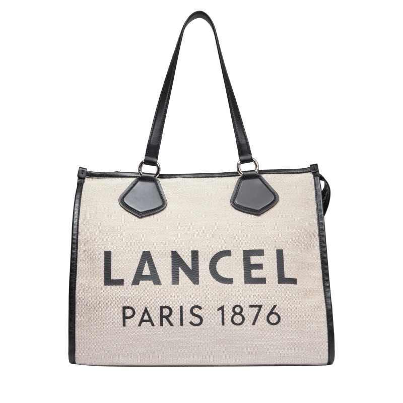 SAC CABAS ZIPPÉ L LANCEL TOTE NATUREL ET NOIR