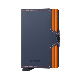 PORTE CARTES TWINWALLET MATTE BLEU NUIT & ORANGE SECRID