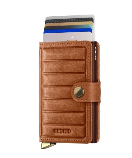 PORTE CARTES MINIWALLET SECRID EMBOSS LINES COGNAC