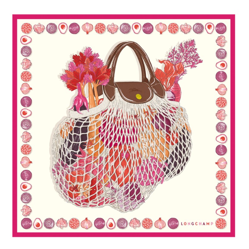 LONGCHAMP CARRÉ DE SOIE 70CM LE FILET GOURMAND PINK LONGCHAMP CARRÉ DE SOIE 70CM LE FILET GOURMAND PINK