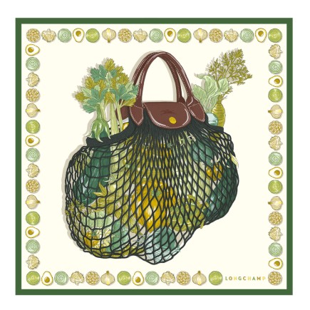 LONGCHAMP CARRÉ DE SOIE 70CM LE FILET GOURMAND LAURIER