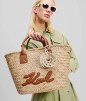 CABAS EN RAFFIA K/SIGNATURE NATUREL TAN KL