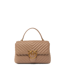 SAC PORTÉ MAIN CLASSIC LADY LOVE BAG PUFF CHEVRON NOISETTE/DORÉ PINKO