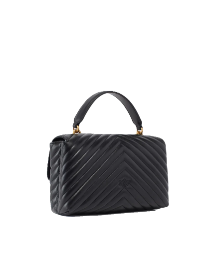 SAC PORTÉ MAIN CLASSIC LADY LOVE BAG PUFF CHEVRON NOIR/DORÉ PINKO