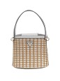 MINI SAC SEAU ATALIA RAPHIA NATUREL/BLANC GUESS