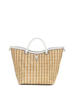 SAC À MAIN ATALIA RAPHIA NATUREL/BLANC GUESS