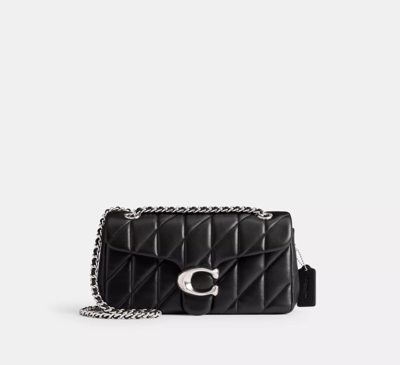 SAC ÉPAULE MATELASSÉ TABBY 26 NOIR/ARGENT COACH SAC ÉPAULE MATELASSÉ TABBY 26 NOIR/ARGENT COACH