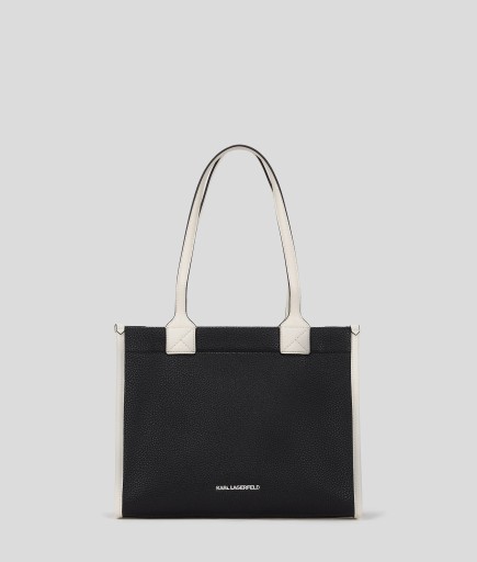 CABAS DE TAILLE MOYENNE K/SKUARE NOIR & BLANC KL