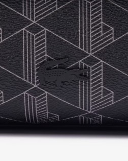 TROUSSE DE TOILETTE THE BLEND EN TOILE MONOGRAMME NOIR/GRIS LACOSTE