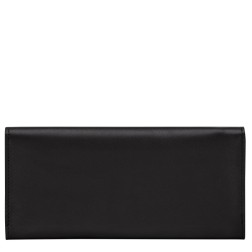 LONGCHAMP LE ROSEAU SLEEK PORTEFEUILLE LONG À RABAT NOIR
