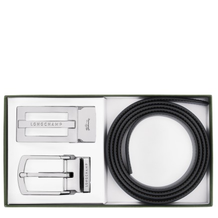 LONGCHAMP COFFRET CEINTURE RÉVERSIBLE HOMME DELTA BOX NOIR ET MOKA
