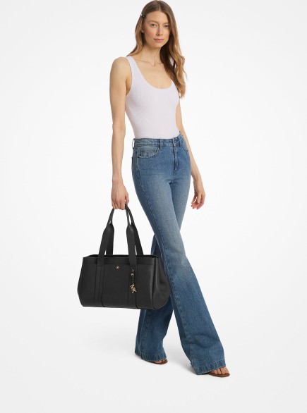 PETIT SAC PORTÉ MAIN ROMEE EN CUIR GRAINÉ NOIR MK