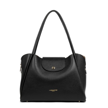 SAC CABAS ÉPAULE IDA DOUBLE NOIR IN NUDE LANCASTER